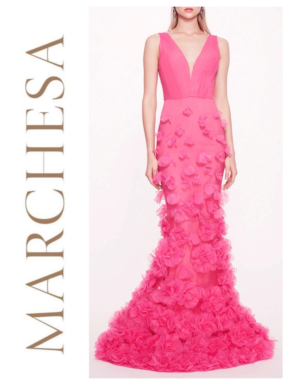 MARCHESA NOTTE Tulle Rosette Gown